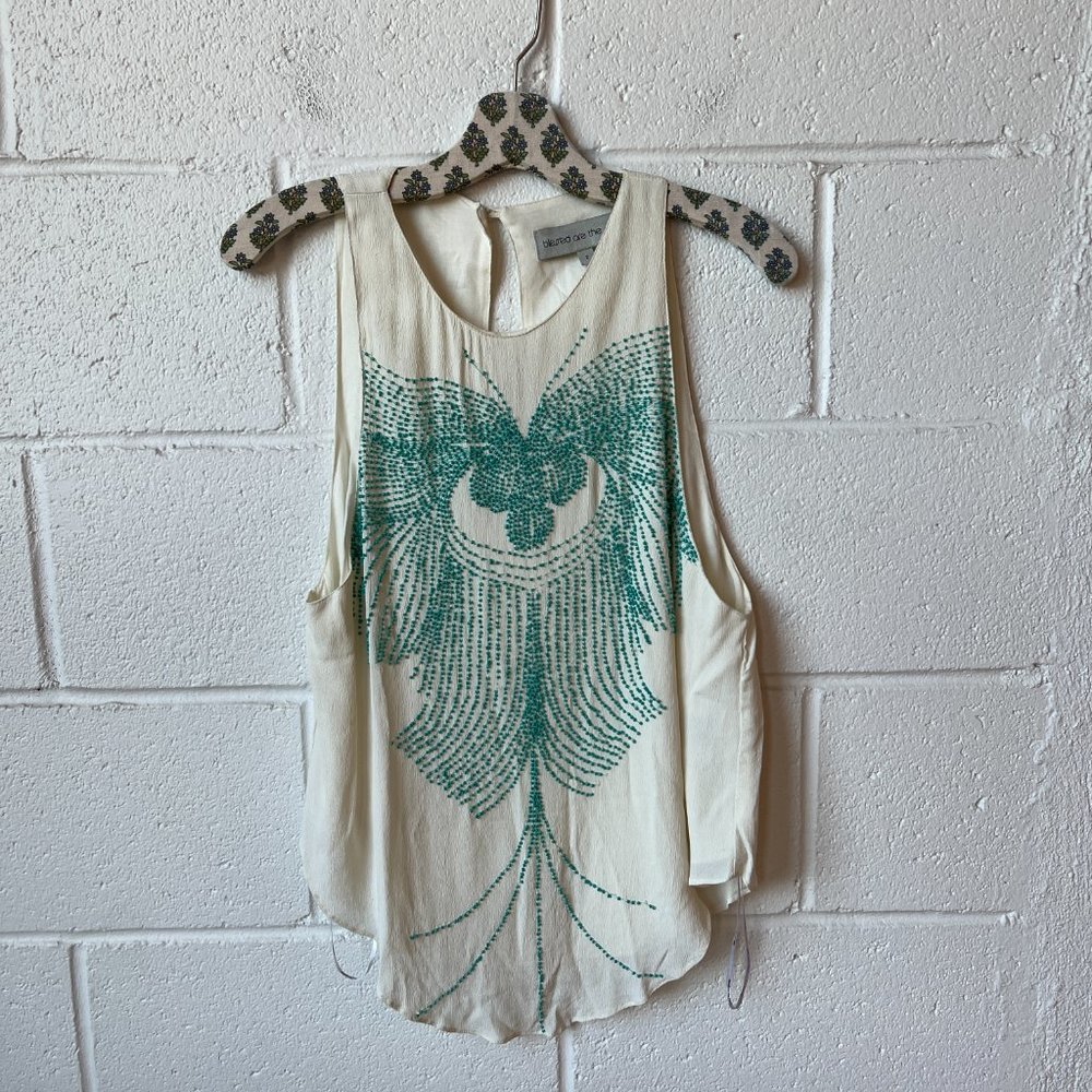 Beaded Butterfly Sleeveless Tunic Top